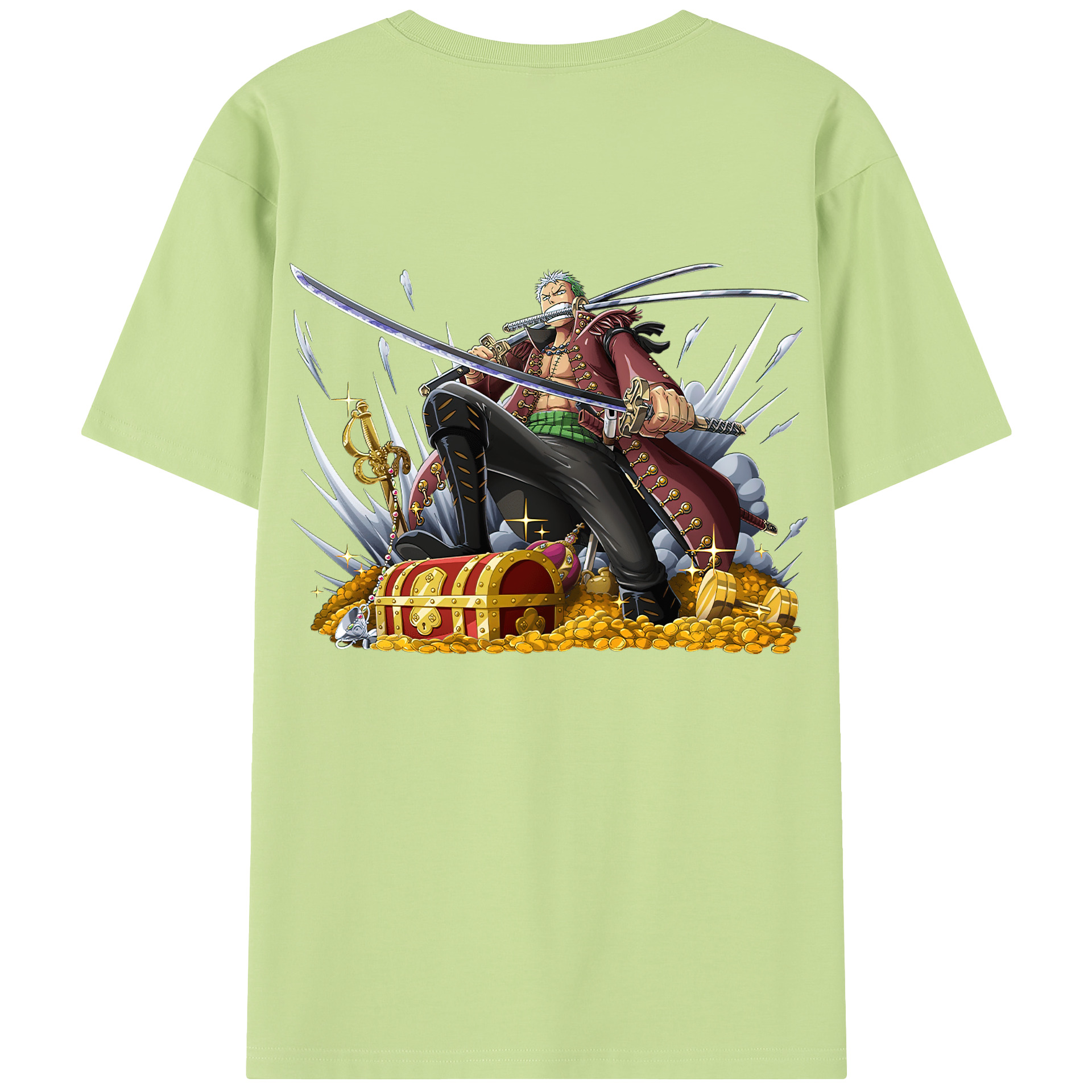 ワンピース ロロノア・ゾロ ONE PIECE Roronoa Zoro 綿100％半袖Tシャツ（背面プリント）